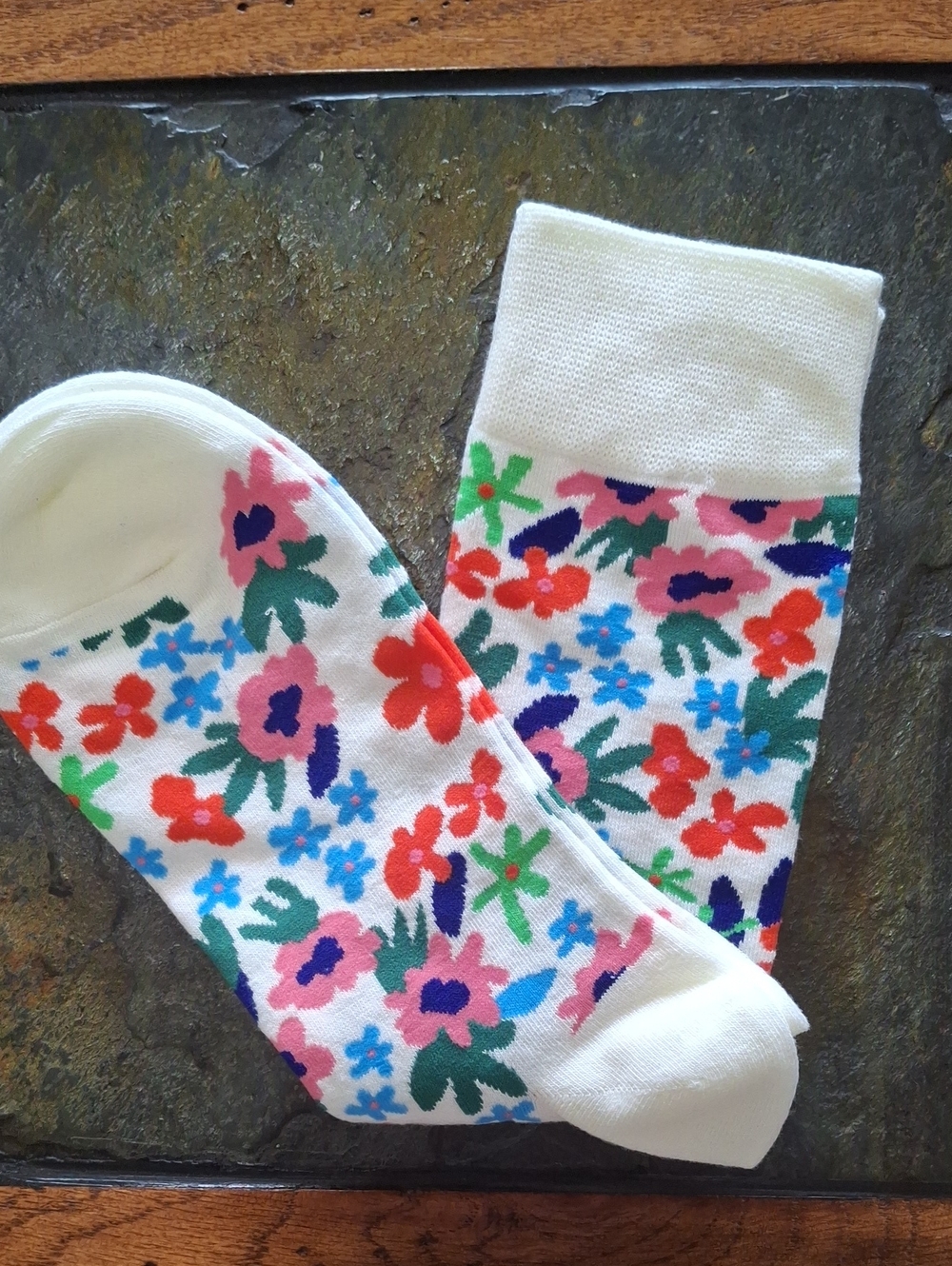Multi Color Floral Crew Socks